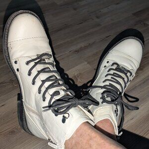 GBG Los Angeles white vegan leather combat boots size 8.5.